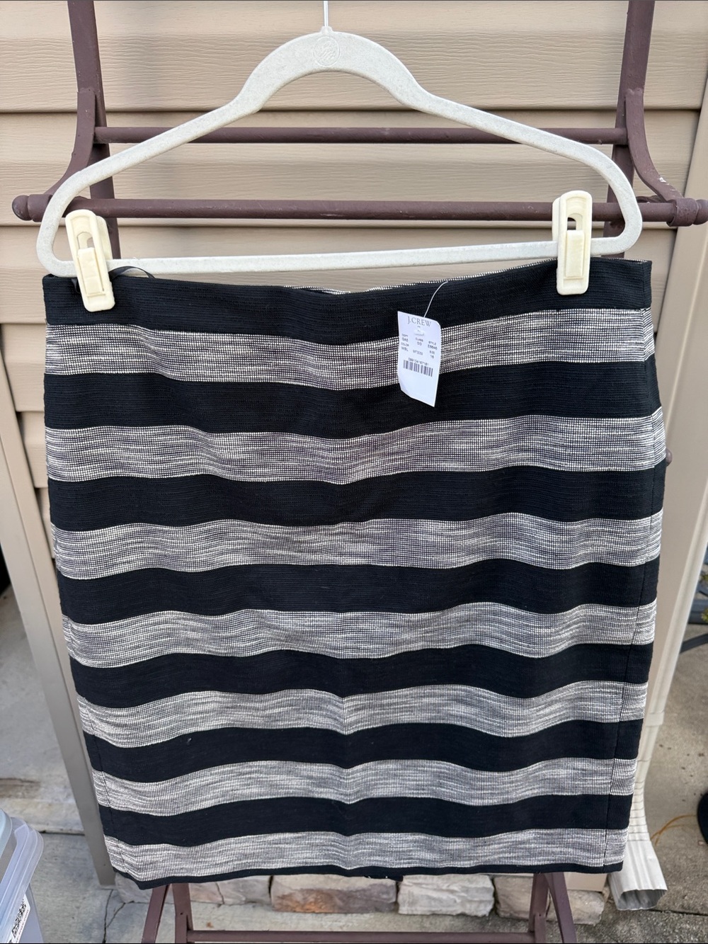 J. Crew Black and Gray Striped Pencil Skirt